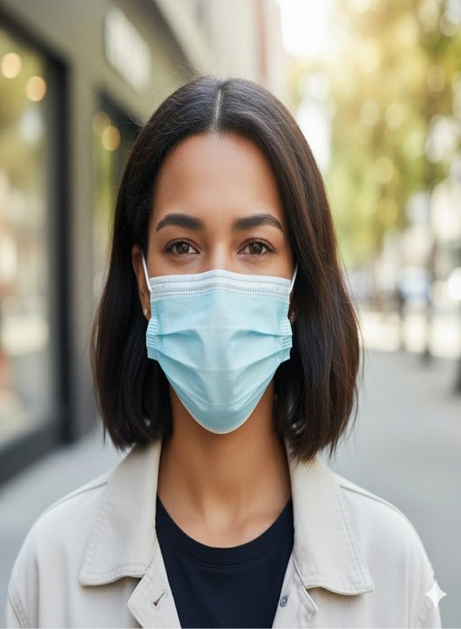 7Shield CE and ISO Certified Non-Woven Fabric Disposable Surgical 3Ply Unisex Mask with Inbuilt Plastic Nose Pin Without Valve (Blue, Pack of 50) - Image 5