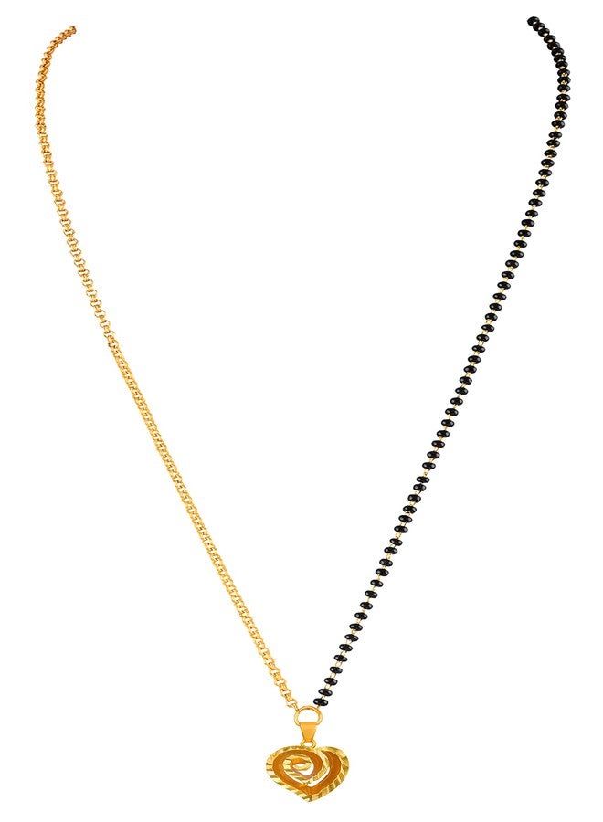 JFL - Jewellery for Less Romantic|Valentines day|Gift idea|for her|Women|Wife|Girlfriend|Lover|Fiance Stylish Gold Plated Heart Shape Pendant and One Side Chain Mangalsutra for Women,Valentine - Image 4