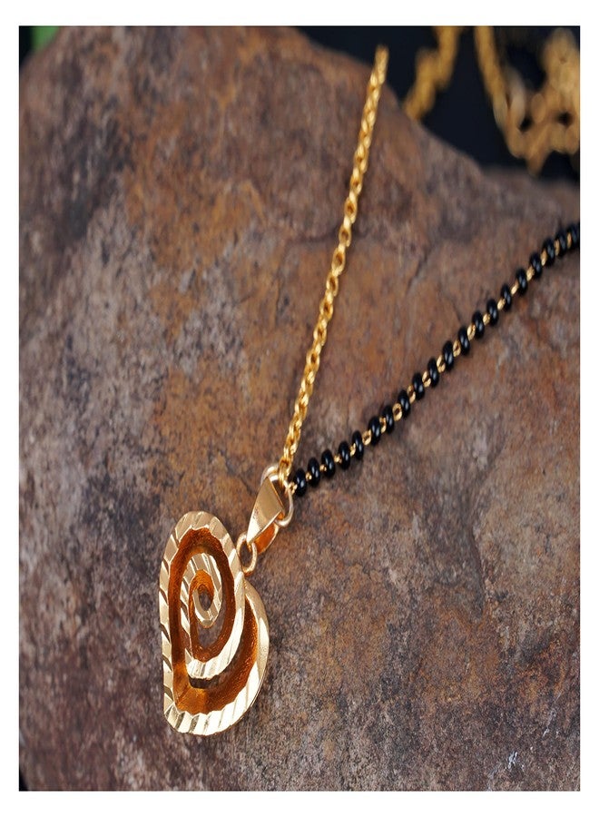 JFL - Jewellery for Less Romantic|Valentines day|Gift idea|for her|Women|Wife|Girlfriend|Lover|Fiance Stylish Gold Plated Heart Shape Pendant and One Side Chain Mangalsutra for Women,Valentine - Image 3