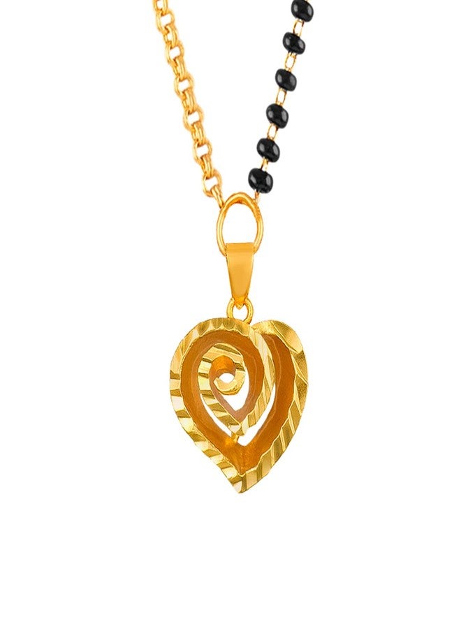 JFL - Jewellery for Less Romantic|Valentines day|Gift idea|for her|Women|Wife|Girlfriend|Lover|Fiance Stylish Gold Plated Heart Shape Pendant and One Side Chain Mangalsutra for Women,Valentine - Image 1