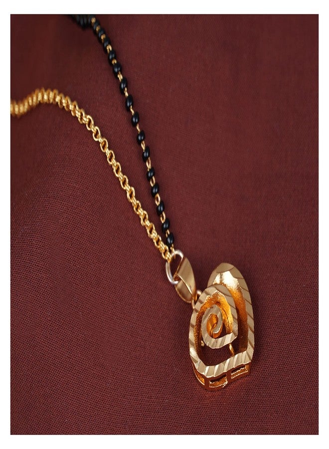 JFL - Jewellery for Less Romantic|Valentines day|Gift idea|for her|Women|Wife|Girlfriend|Lover|Fiance Stylish Gold Plated Heart Shape Pendant and One Side Chain Mangalsutra for Women,Valentine - Image 2