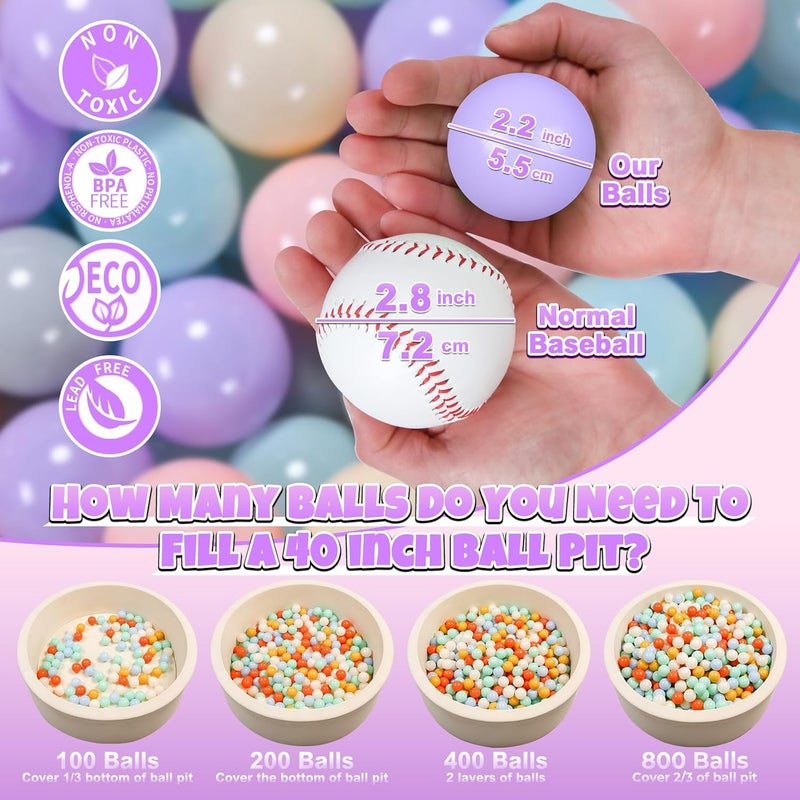 GOGOSO Colorful Ball Pit Balls for Toddlers - 100 Pack of Non-Toxic Plastic Balls - Image 2