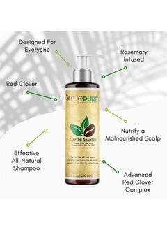 Caffeine Shampoo Treatment For Healthy Hair Growth and Hair Loss Prevention, Unisex Dht Blocking Formula For Normal To Thin Looking Hair, No Sulfates, 8oz, By TruePure