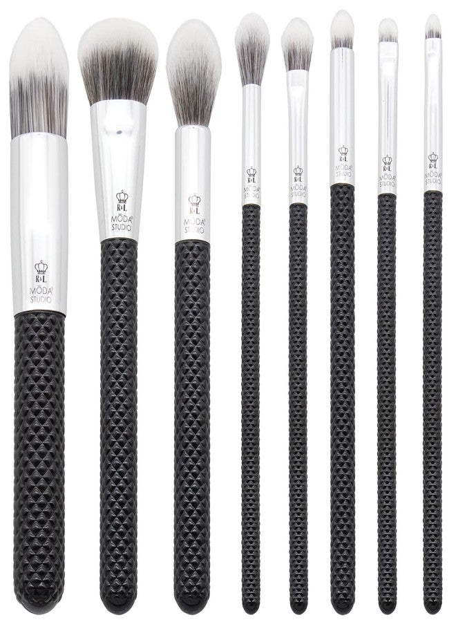 Moda Studio Backstage Pass 8pc Makeup Brush Kit - Complete Face & Eye Brush Set with Travel Pouch - Image 1