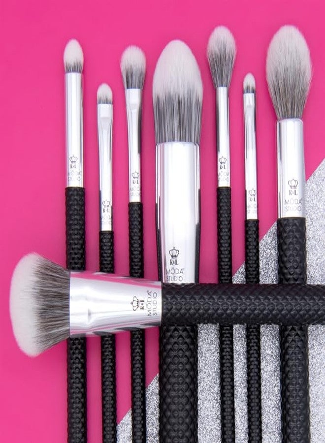 Moda Studio Backstage Pass 8pc Makeup Brush Kit - Complete Face & Eye Brush Set with Travel Pouch - Image 2