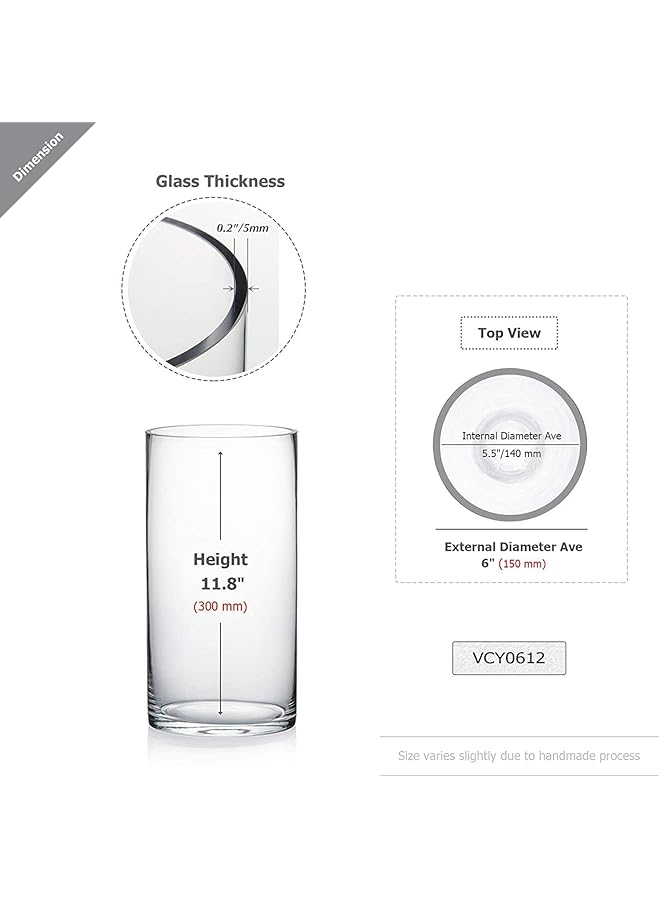 erorex Glass Cylinder Vase Clear Width 4In Height 7.8In - Image 2