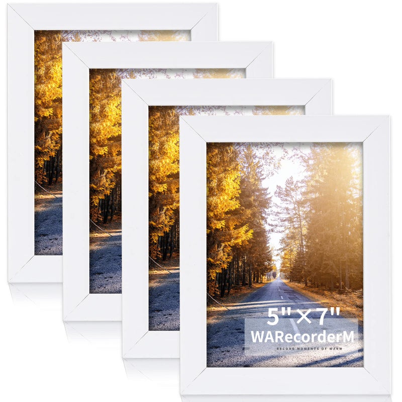 WARecorderM 5x7 Picture Frames Set of 4  High Definition Glass New Patten Frame  Wall Mounting Frame Horizontal Vertical Format