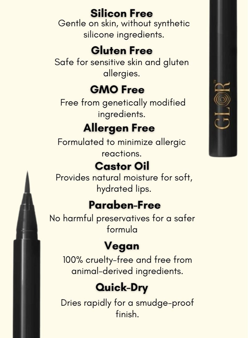 غلور  قلم تحديد العيون غلور - مقاوم للتلطخ، نباتي ومقاوم للماء للحصول على مظهر دقيق للعين + برايمر غلور لترطيب الوجه والعين - Image 5