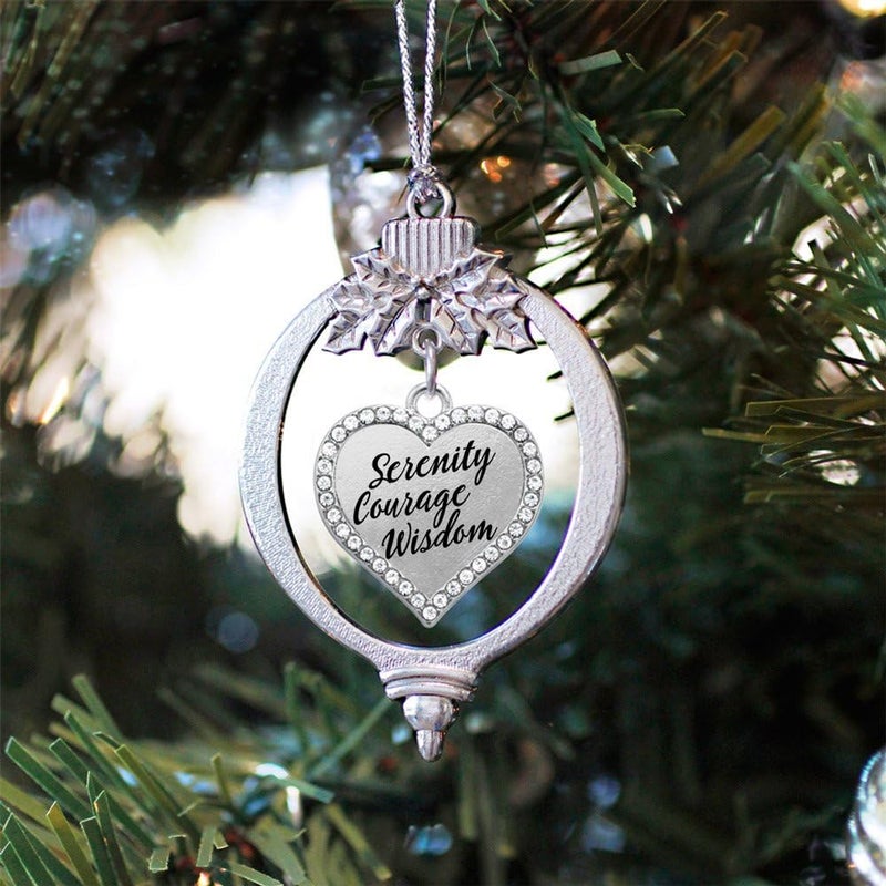 Inspired Silver - Serenity Prayer - Silver Christmas Ornament - Open Heart Charm Christmas Tree Ornament with Cubic Zirconia - Holiday Hanging Decoration - Image 2