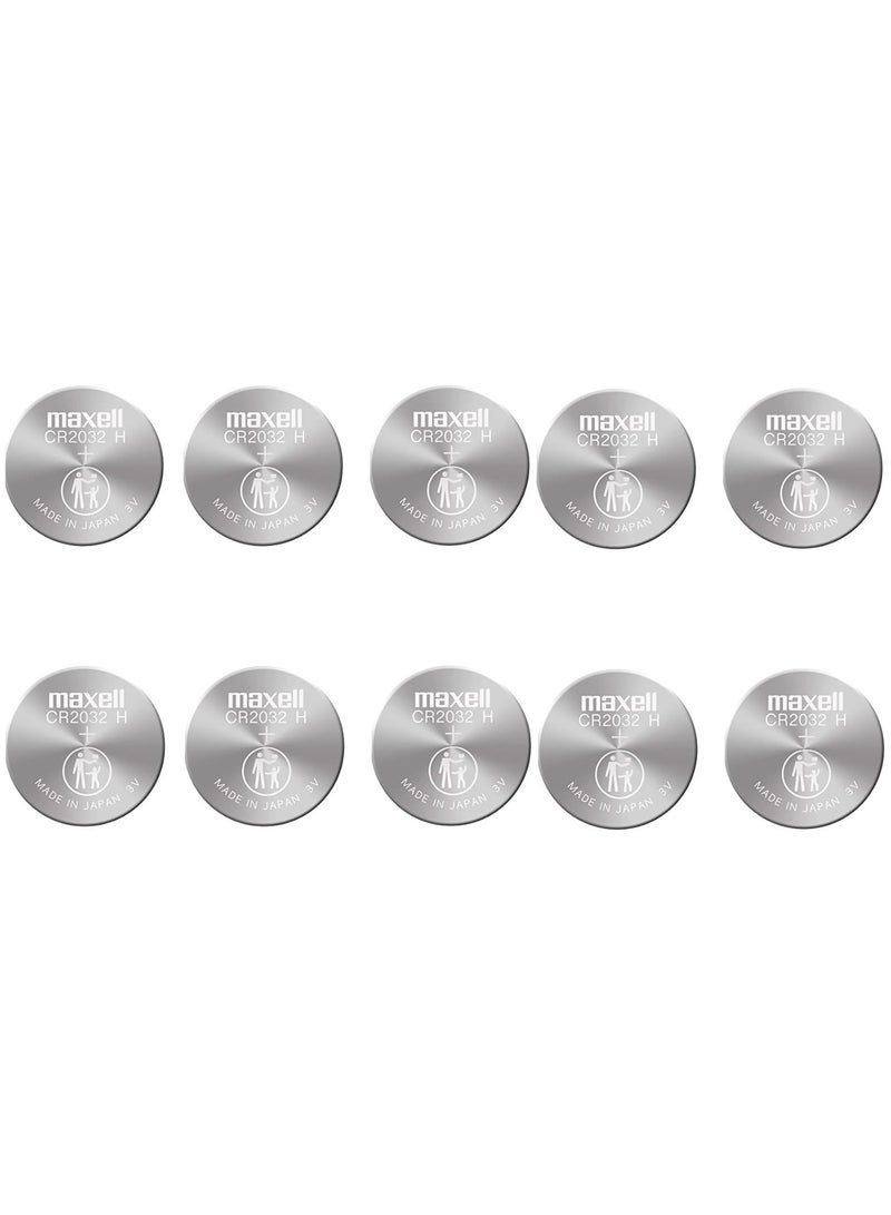 Maxell 10-Pieces Maxell CR2032 Lithium 3V Japan Batteries