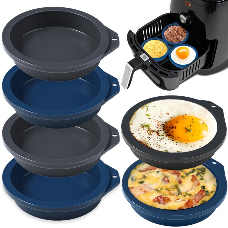 Webake 4 inch Silicone Air Fryer Egg Mold for Baking, Nonstick Microwave Egg Molds Mini Pancake, Muffin Top Pan, BPA Free Set of 6 - Image 1