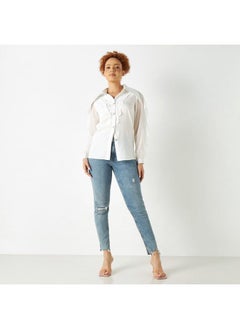 2Xtremz 2Xtremz Lace Detail Shirt with Oversized Collar and Ruffled Sleeves  - Image 2