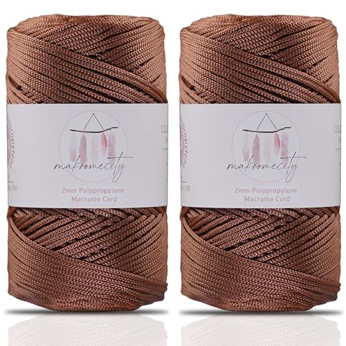 Makromecity, 2 Skeins of Polyester Macrame Cord 2mm x 250 Yards (750 feet) 2mm Polypropylene Macrame Cord for Macrame Art & Crafts for Wall Hangings, Bags, Underplate, Rug (29 Colors Available) - Image 1