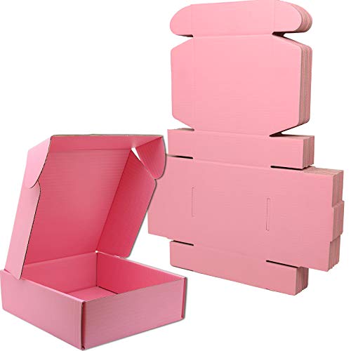 Lmuze Small Pink Shipping Boxes for Small Business Pack of 25-6x6x2 inches Cardboard Corrugated Mailer Boxes for Shipping Packaging Craft Gifts Giving Products - Image 1