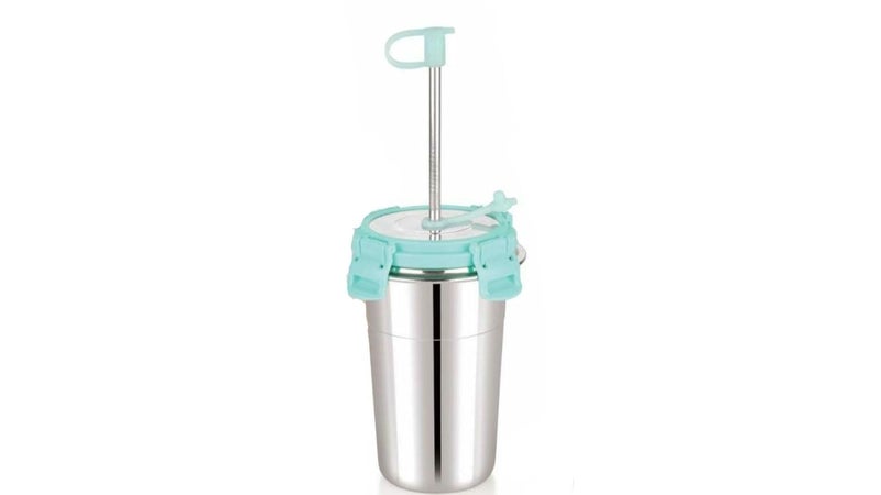 OMAZING KITCHEN Stainless Steel Airtight Leak Proof Freezer Safe and Dust Proof Big GlassTumbler with Lid Store Milk Juice and Buttermilk for Home Office and Travel 400 ML with Easy SIP - Image 1