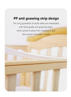 Arabest Solid Wood Crib Multifunctional Solid Wood Paint Free Crib Portable Easy To Assemble, With Wheels,100*56cm  - Image 4