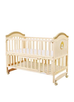 Arabest Solid Wood Crib Multifunctional Solid Wood Paint Free Crib Portable Easy To Assemble, With Wheels,100*56cm  - Image 1