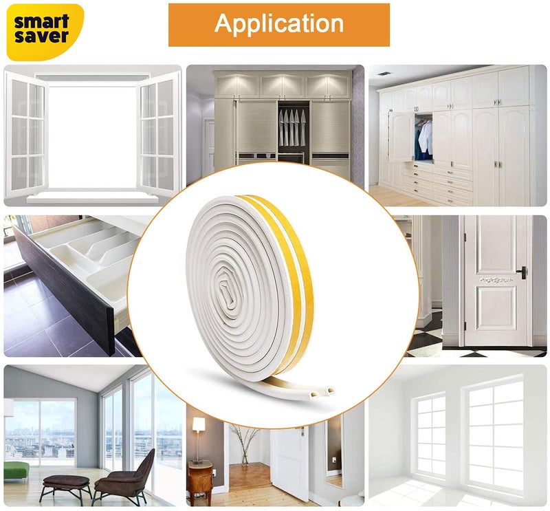 Smart Saver D Shaped (White) Self-Adhesive Epdm Doors and Windows Foam Seal Strip Rubber Weatherstrip 5 Meter (2 X 2.5 M = 5 Meter)-Pack of 2 - Image 3
