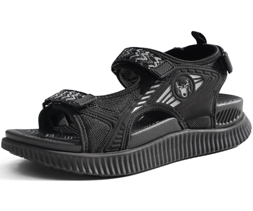 KuaiLu Womens Orthopedic Walking Sandals Comfortable Plantar Fasciitis Arch Support Summer Outdoor Travel Outfits Platform Cushion Shoes Athletic Sport Recovery Adjustable Strap Slides Black Size 8 - Image 1