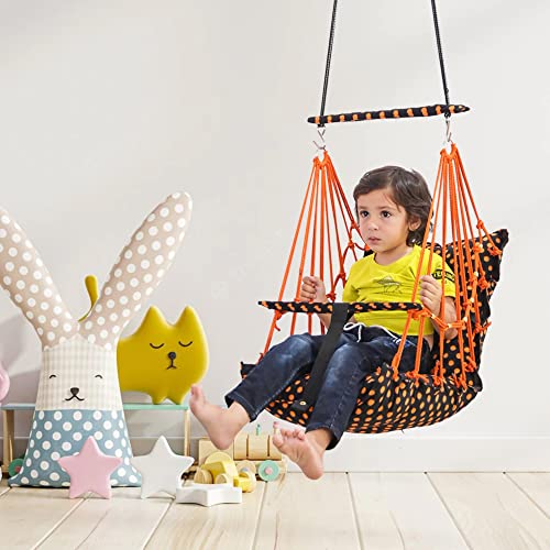 BOFFLE® Cotton Swing Chair for Kids Baby's Children Folding and Washable1-3 Years with Safety Belt/Home,Garden Jhula for Babies|Swing for Kids | Seat and Back Side 16x16 inch - Image 1