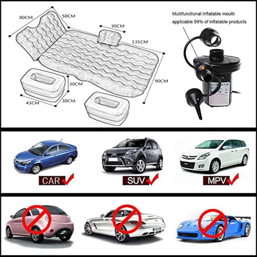 Onirii Inflatable Car Air Mattress Back Seat Bed with Air Pump,Portable Thickened Car Travel Camping Sleeping Air Mattress Blow Up Bed for Car Universal SUV - Image 3