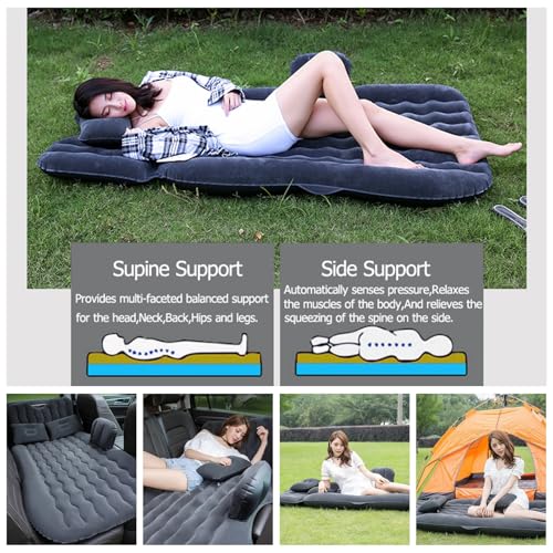 Onirii Inflatable Car Air Mattress Back Seat Bed with Air Pump,Portable Thickened Car Travel Camping Sleeping Air Mattress Blow Up Bed for Car Universal SUV - Image 5
