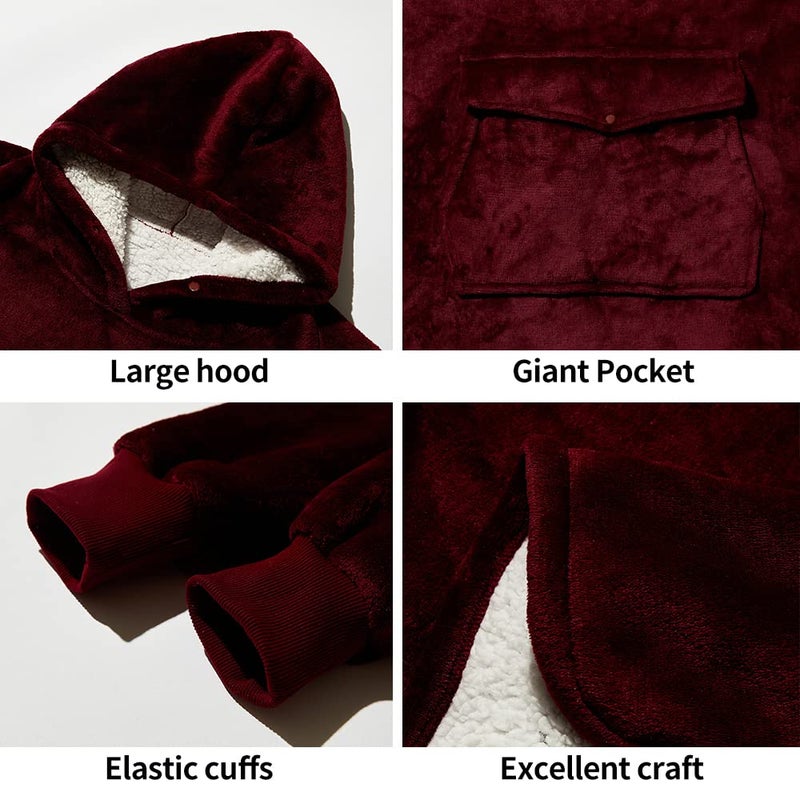 Krifey Wearable Blanket Hoodie  Oversized Sherpa Hooded as Birthday Gifts for Mom Women Girlfriend Men  Cozy Sweatshirt with Giant Pocket - Image 3