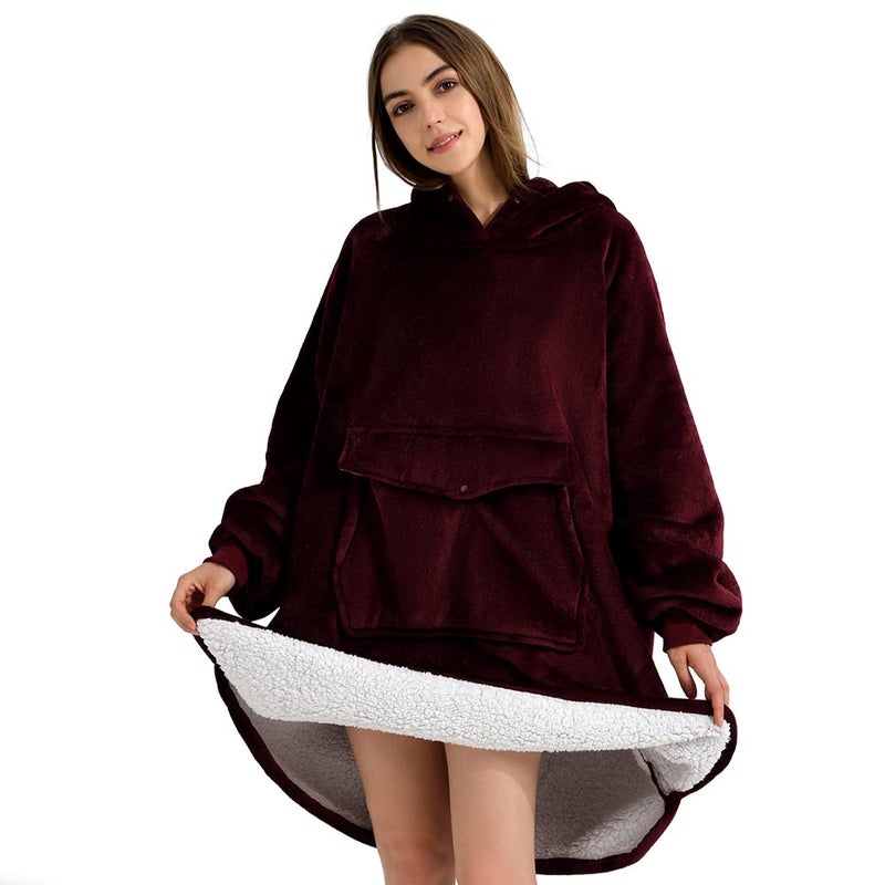 Krifey Wearable Blanket Hoodie  Oversized Sherpa Hooded as Birthday Gifts for Mom Women Girlfriend Men  Cozy Sweatshirt with Giant Pocket - Image 2