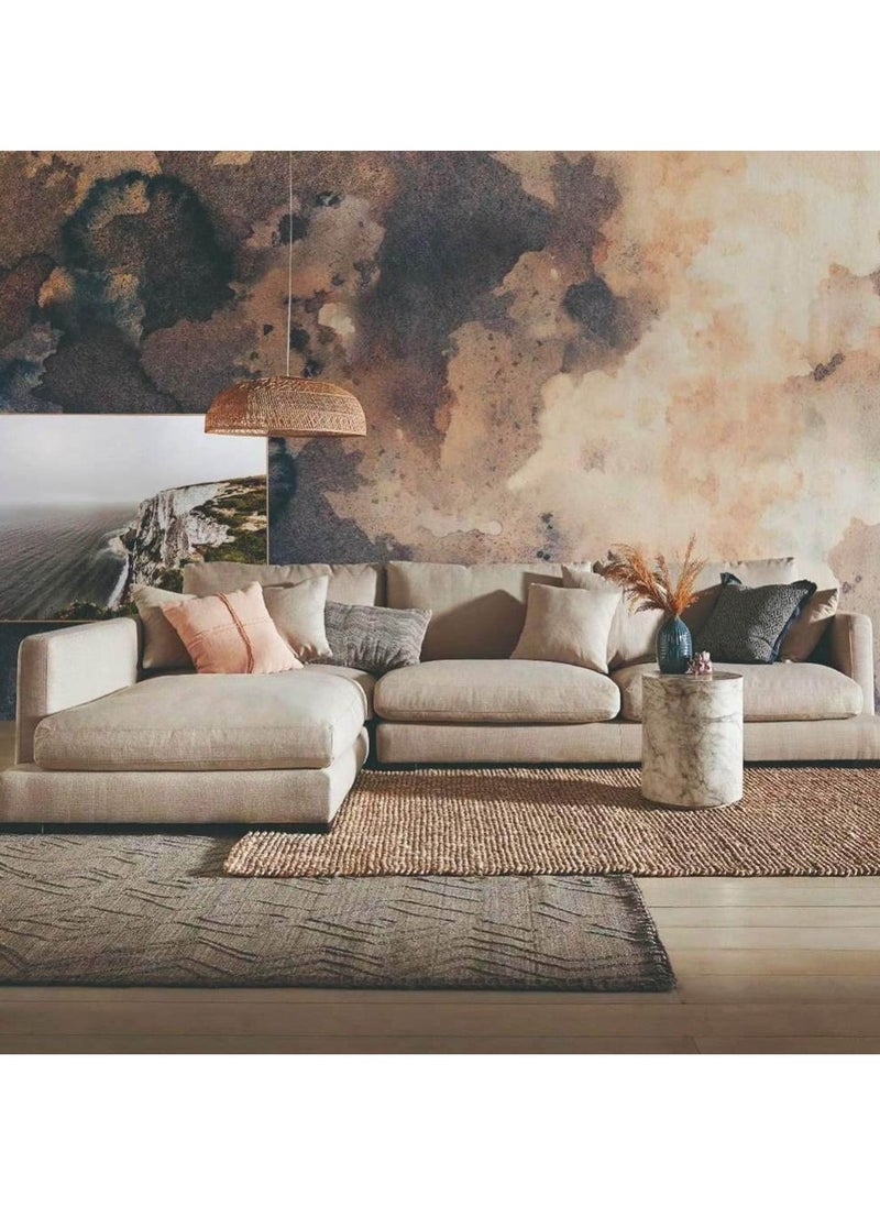 Betak - Linen and MDF L-Shape Sofa - Beige - Image 1