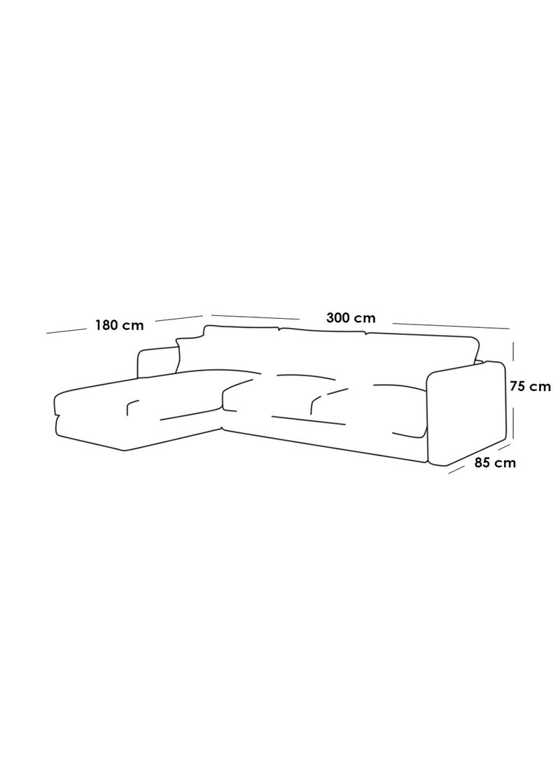 Betak - Linen and MDF L-Shape Sofa - Beige - Image 1