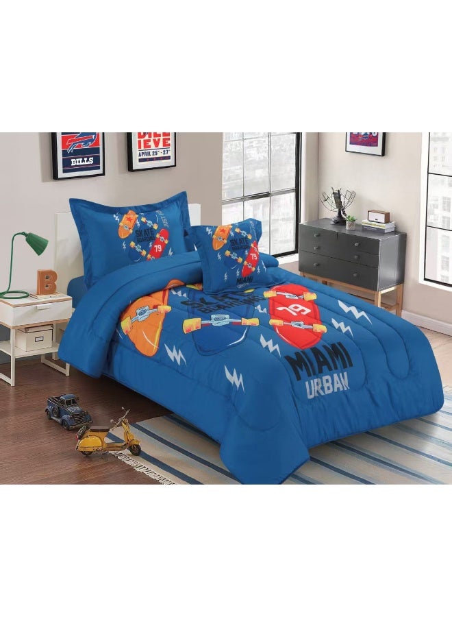 SMART HOME Modern Design 4-Piece Bedspread Set (Filled Bedspread 170x230cm + Mattress Protector 120x200+30cm + Pillowcase + Square Pillow Cover) - Luxury Youth Bedspread Set for Bedrooms and Students - Image 1