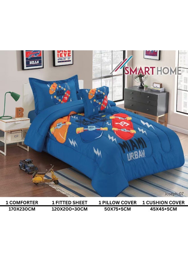 SMART HOME Modern Design 4-Piece Bedspread Set (Filled Bedspread 170x230cm + Mattress Protector 120x200+30cm + Pillowcase + Square Pillow Cover) - Luxury Youth Bedspread Set for Bedrooms and Students - Image 3