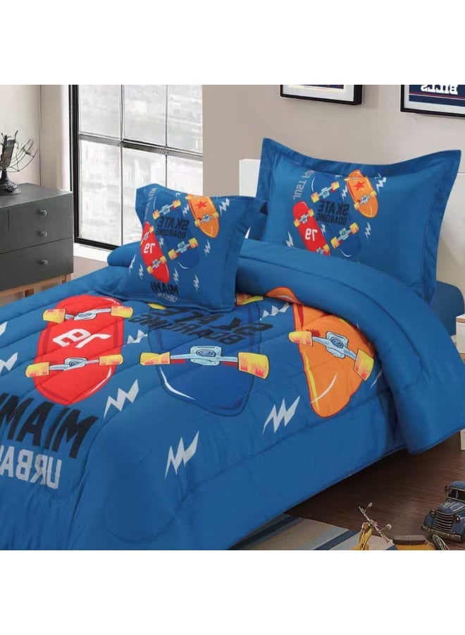 SMART HOME Modern Design 4-Piece Bedspread Set (Filled Bedspread 170x230cm + Mattress Protector 120x200+30cm + Pillowcase + Square Pillow Cover) - Luxury Youth Bedspread Set for Bedrooms and Students - Image 2