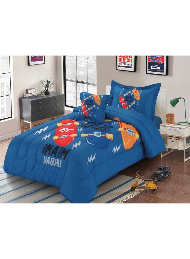 SMART HOME Modern Design 4-Piece Bedspread Set (Filled Bedspread 170x230cm + Mattress Protector 120x200+30cm + Pillowcase + Square Pillow Cover) - Luxury Youth Bedspread Set for Bedrooms and Students - Image 5