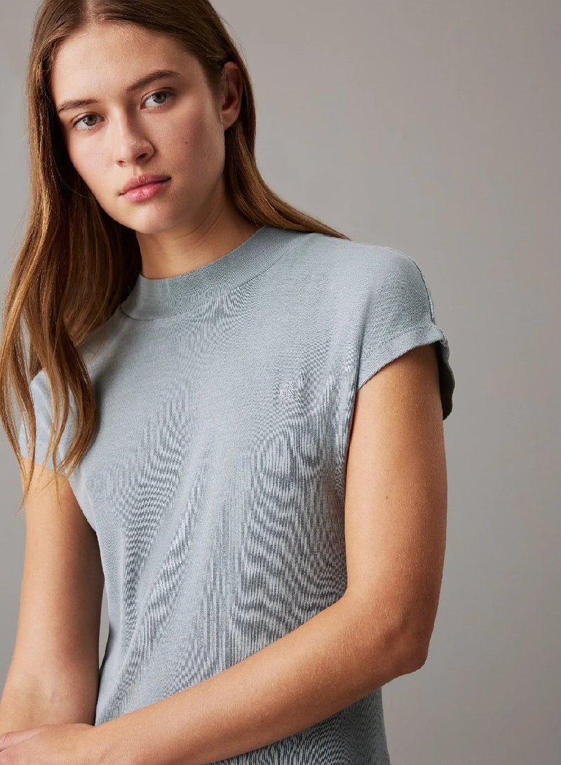 كالفن كلاين جينز فستان بأكمام كاب من قماش الجيرسيه القطني - Image 3