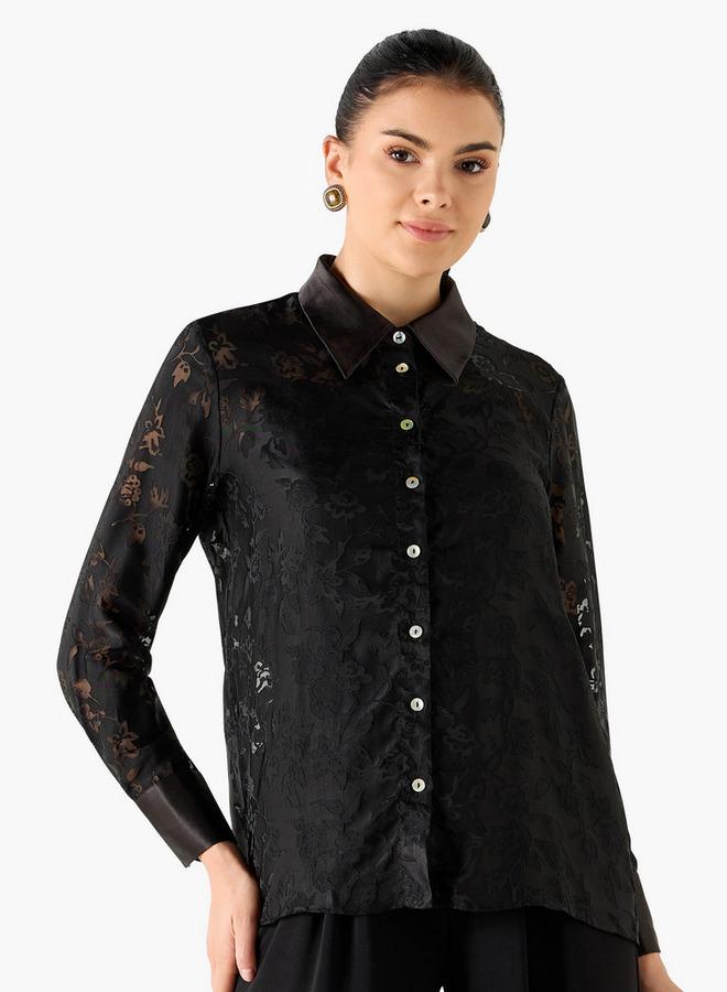 ايكونيك قميص جاكار بأكمام طويلة من آيكونيك - Image 1