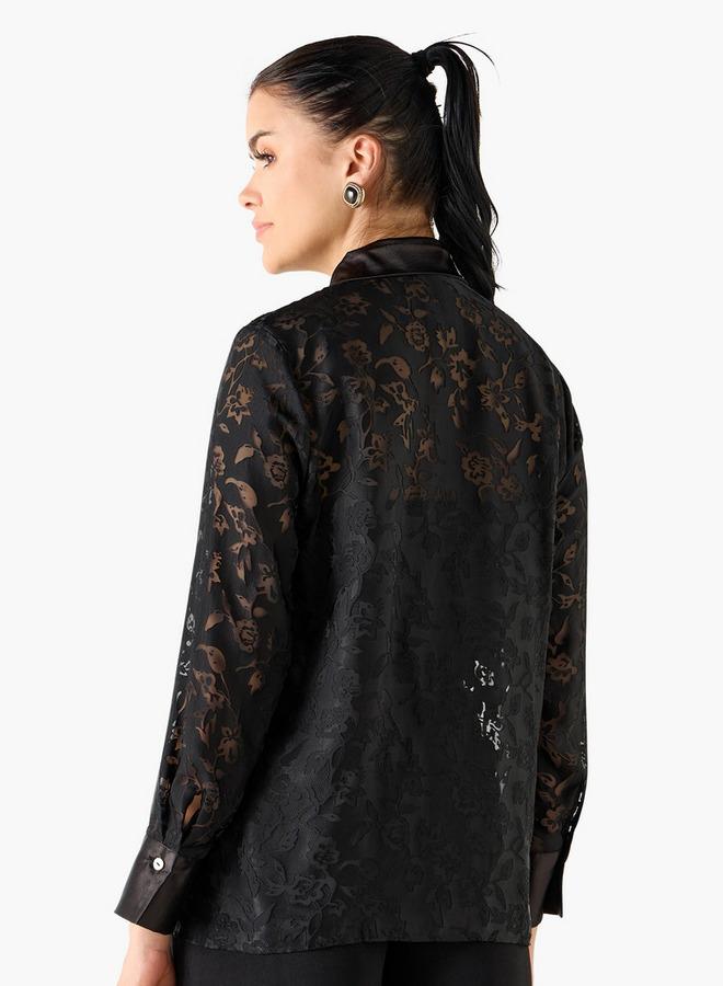 ايكونيك قميص جاكار بأكمام طويلة من آيكونيك - Image 3