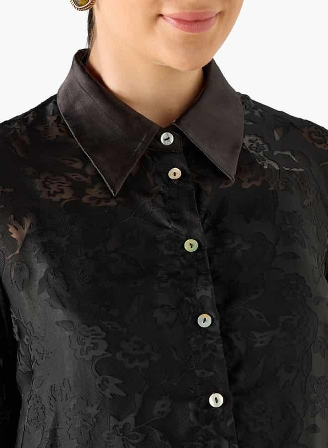 ايكونيك قميص جاكار بأكمام طويلة من آيكونيك - Image 4