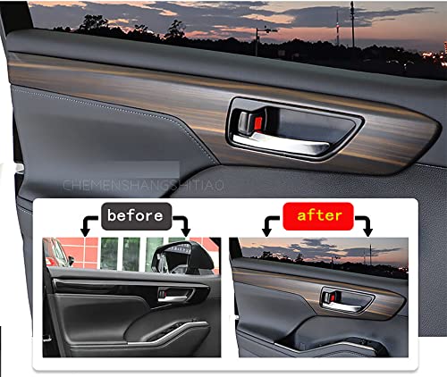 Eridanus Auto Accessories Fit for Highlander 2025 2024 2023 2022 2021 2020 Inner Door Armrest Handle Bowl Panel Cover Trim Peach Wood ABS 4PCS - Image 3