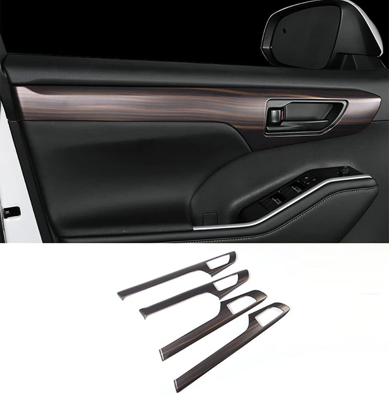 Eridanus Auto Accessories Fit for Highlander 2025 2024 2023 2022 2021 2020 Inner Door Armrest Handle Bowl Panel Cover Trim Peach Wood ABS 4PCS - Image 2