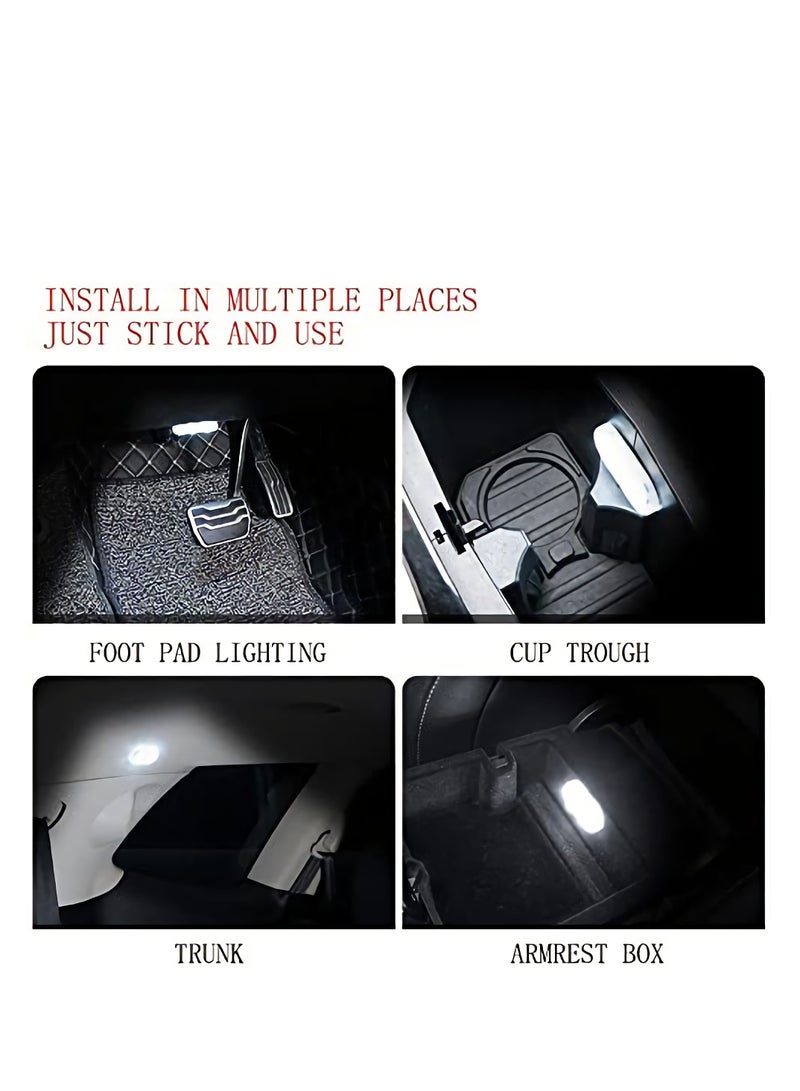 أضواء داخلية LED للسيارة قابلة للشحن عبر USB، مع 7 خيارات لون و6 خرزات LED ساطعة، حزمة 2 للإضاءة الليلية لخلق جو مميز في السيارة - Image 4