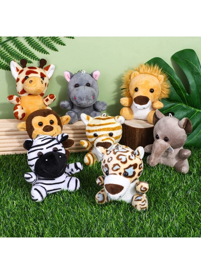 Elcoho 16 Pieces Safari Mini Stuffed Jungle Animal Set Small Stuffed Forest Animal 3.75 Inch Animal Keychain Plush Toys for Animal Themed Parties Kids Birthday(Sitting) - Image 3