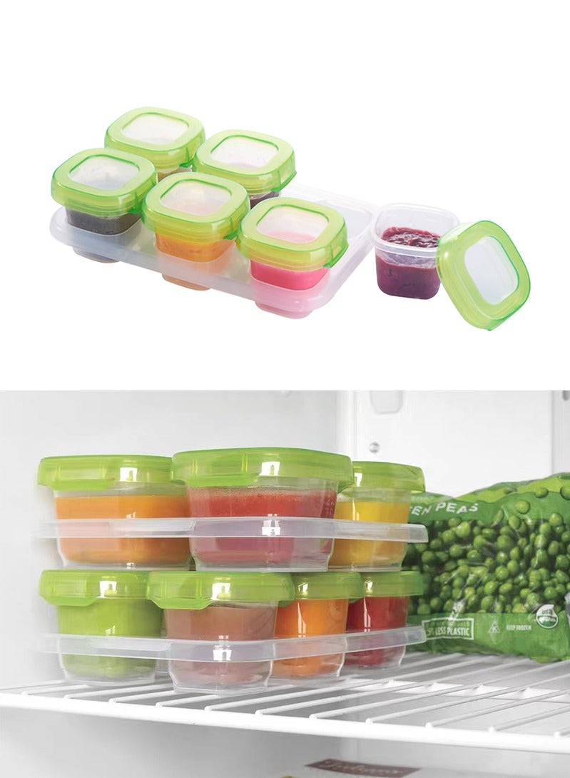 Vermaney 60ml x 6 - Tot Plastic Baby Blocks Food Storage Containers, Leak-proof Baby Food Freezer Storage Boxes, Small Baby Food Jars, Microwave & Dishwasher Safe, for Infant & Baby Food - Image 1