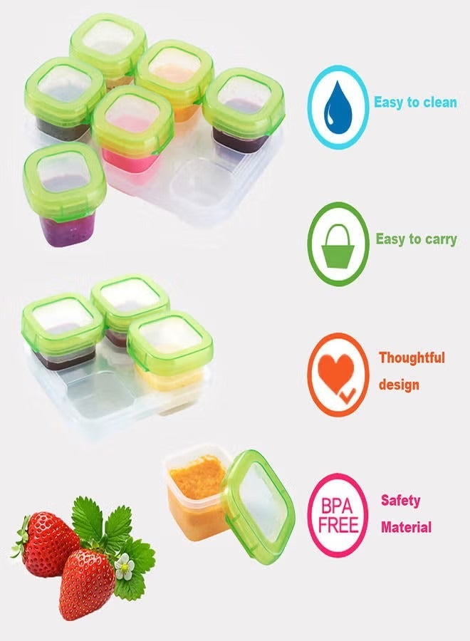 Vermaney 60ml x 6 - Tot Plastic Baby Blocks Food Storage Containers, Leak-proof Baby Food Freezer Storage Boxes, Small Baby Food Jars, Microwave & Dishwasher Safe, for Infant & Baby Food - Image 4