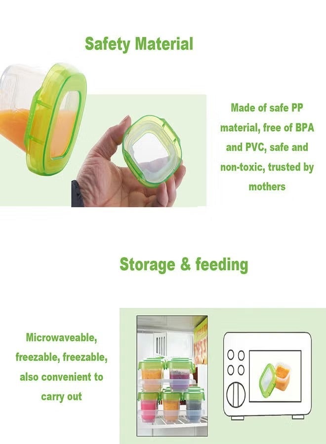 Vermaney 60ml x 6 - Tot Plastic Baby Blocks Food Storage Containers, Leak-proof Baby Food Freezer Storage Boxes, Small Baby Food Jars, Microwave & Dishwasher Safe, for Infant & Baby Food - Image 5