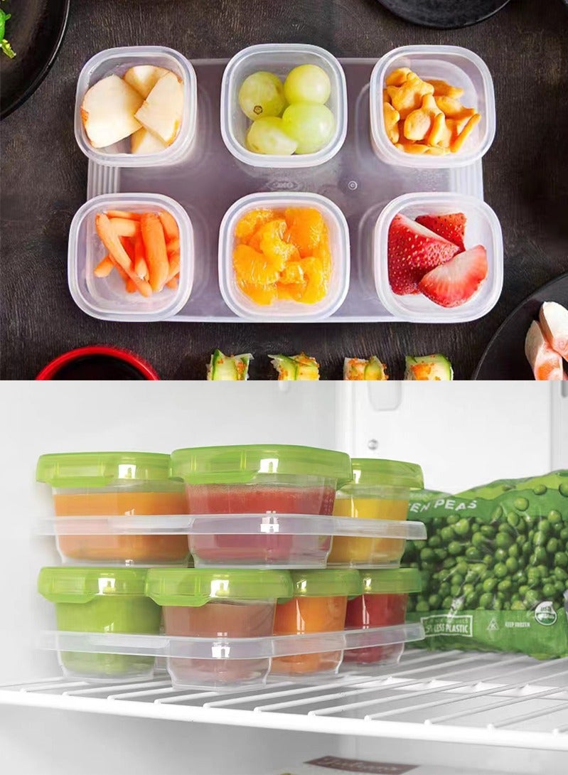 Vermaney 60ml x 6 - Tot Plastic Baby Blocks Food Storage Containers, Leak-proof Baby Food Freezer Storage Boxes, Small Baby Food Jars, Microwave & Dishwasher Safe, for Infant & Baby Food - Image 2