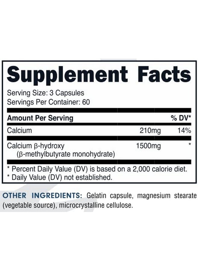 Bucked Up HMB (Beta-Hydroxy Beta-Methylbutyrate) 1500mg Per Serving, Essentials (60 Servings, 180 Capsules) - Image 4
