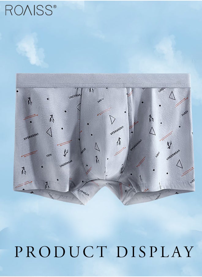 roaiss - 4-Piece Set Of Pure Cotton Printed Underwear For Men, Comfortable And Breathable Boxer Briefs For Daily Wear - Image 1