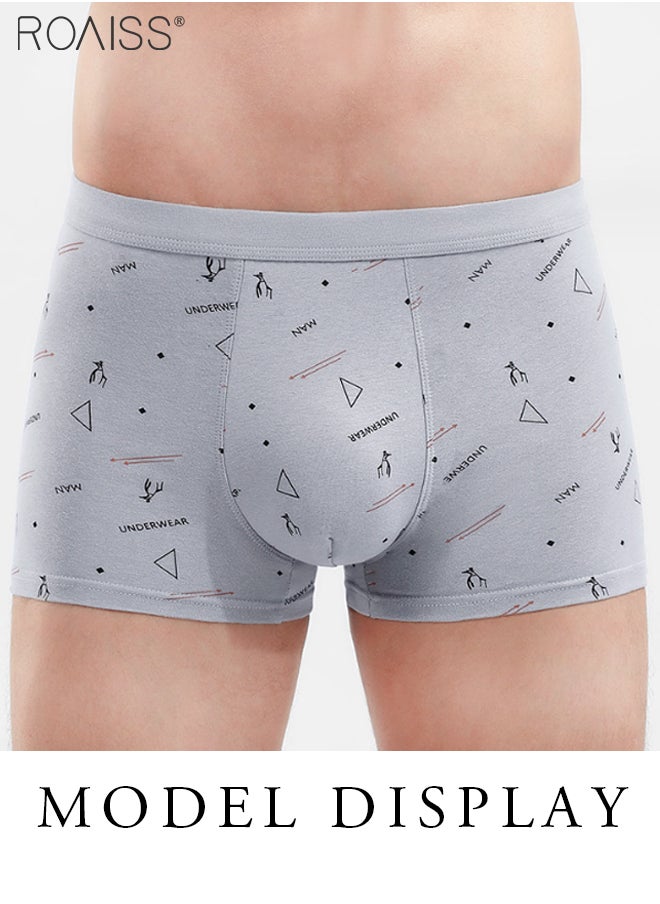 roaiss - 4-Piece Set Of Pure Cotton Printed Underwear For Men, Comfortable And Breathable Boxer Briefs For Daily Wear - Image 1