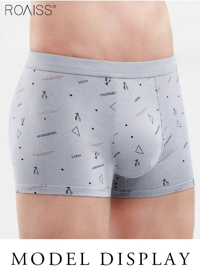 roaiss - 4-Piece Set Of Pure Cotton Printed Underwear For Men, Comfortable And Breathable Boxer Briefs For Daily Wear - Image 1